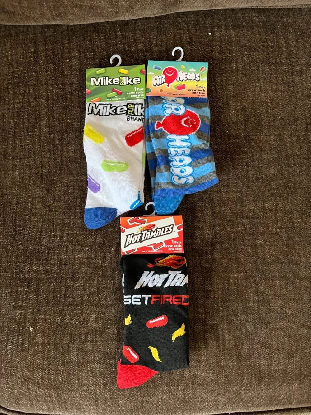 3 Pairs Of Candy Themed Socks -Men 7-12/Women 8-14 - Crew Socks - Brand New